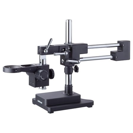 AMSCOPE Double Arm Boom Stand for Stereo Microscopes - Steel Arms, Tube Mount, 76mm Focus Block DAB
